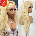 13x4 Raw Deep Wave Wavy Short 8 Inch Curly Lace Front Wigs for Black Women 613 Blonde Kinky Curly Human Hair Frontal Lace Wig