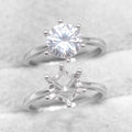 Sterling Silver 8mm/2 Carat Semi Mount Ring Frame Blank Moissanite Diamond Claws Setting Base Without Center Stone Inlay for DIY