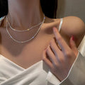 SC Hot Selling Stackable Sexy Sparkling Thin Choker Necklace Italy Design Women Luxury Silver Flash Gypsophila Chain Necklace