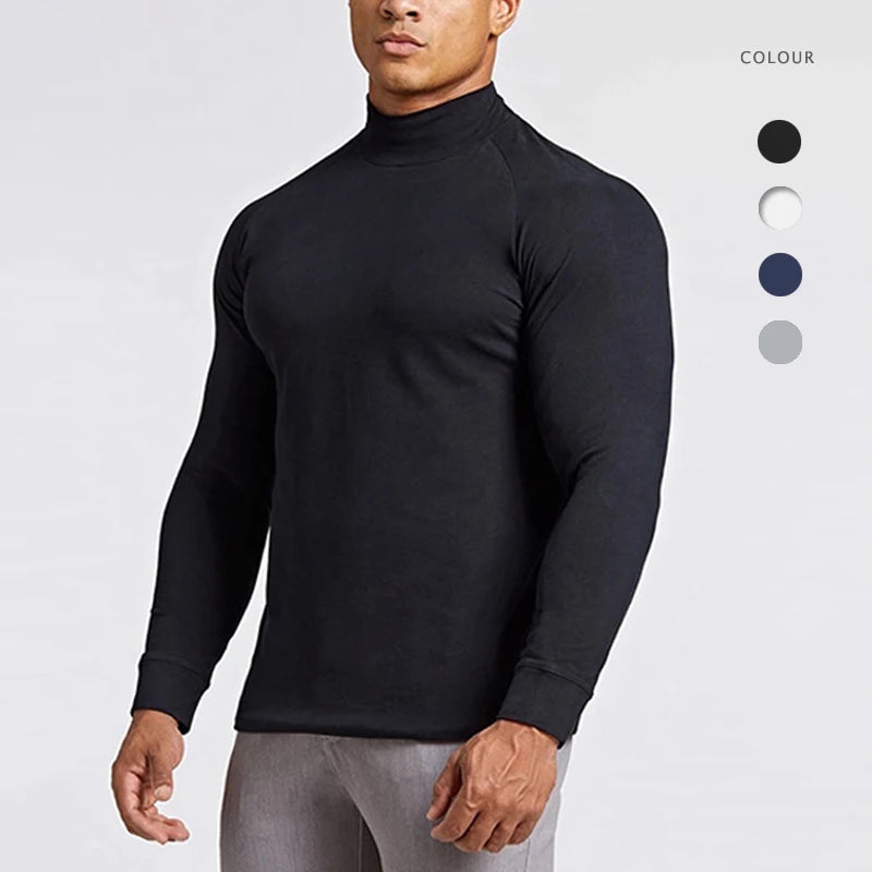 Men's Winter Sportswear Quick Dry Breathable Four-Way Stretch Long Sleeve Sports T-Shirt for Running Basketball Fitness High