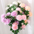 Wholesale 3 Head Peony Wedding Bouquet Silk Artificial Flower Bouquet for Flower Arrangements