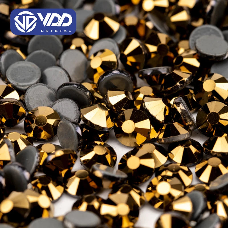 VDD 067 Aurum High Quality Hot-Fix Glass Rhinestone Crystal Flatback Strass Stones for DIY Garment Decoration Wedding Dress
