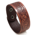 New Design Vintage Genuine Leather Emboss Ancient Egyptian Totems Bracelet Men Wide Retro Simple Cuff Bracelet Gifts