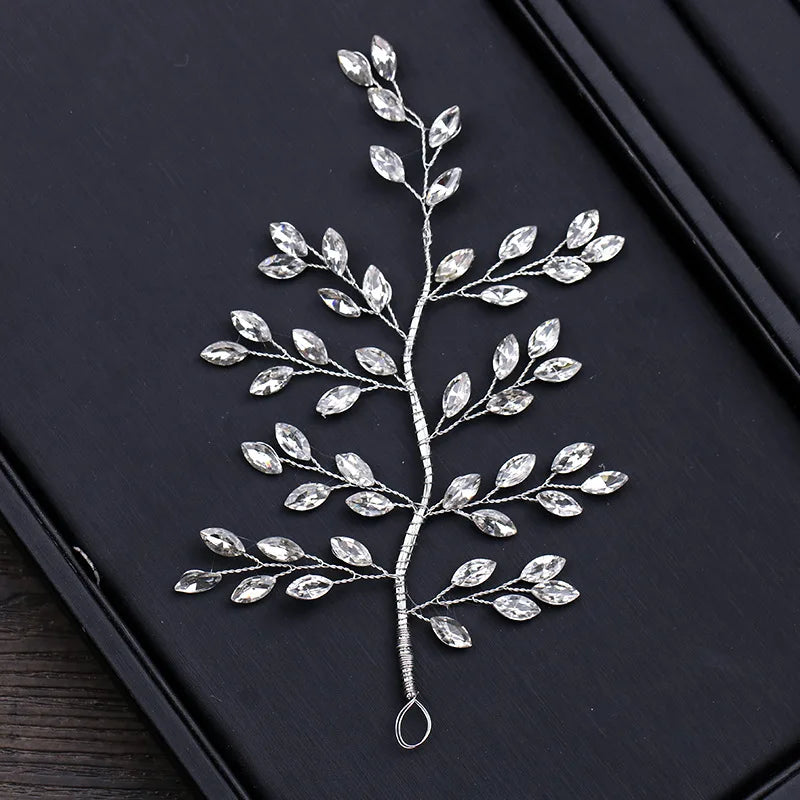 Miallo Leaf Shape Headpiece Rhinestone Handmade Hair Vine Bridal Wedding Hair Accessories Hair Clip for Women