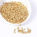 100pcs 18K Gold Plated Brass Metal Separators Beads DIY Jewelry Accessories with Cut Pattern Stripe Spacer Beads