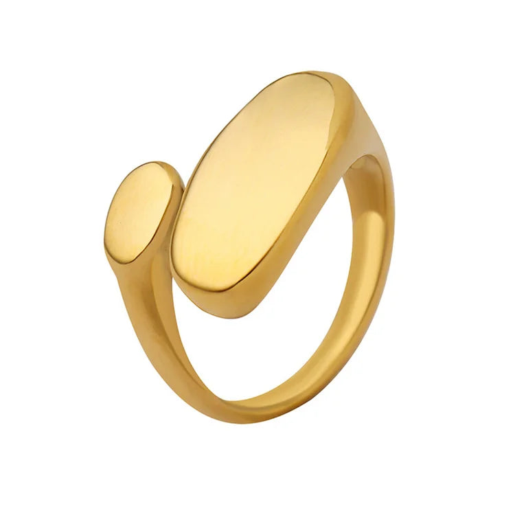 Ins Popular Stainless Steel Casting Ring Gold Plated Adjustable Finger Ring