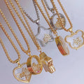 Latest Fashion Cute Bear Peach Heart Star Geometry Shape Gold Plated Sliver Jewelry Box Charm Pendant Necklace DIY Making K86