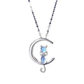 Collar Lunar Piedra Luna De Plata Copper Cross Chain Silver Gold Plated  Cute Cat  Half Moon Pendant  Moonstone Pendant Necklace