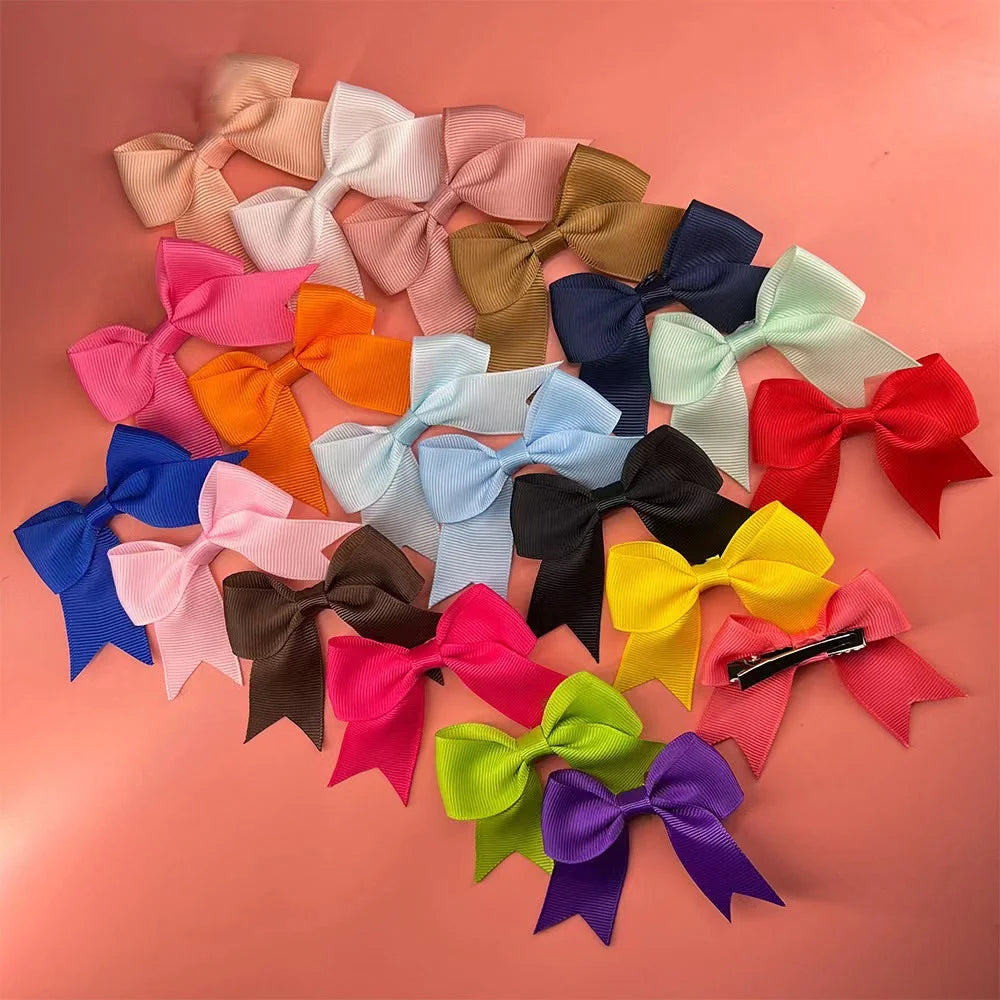 2022 New Arrival Hot Sale Girls Navy Blue Hair Bow Popular Grosgrain Ribbon Bows with Clips for Kids