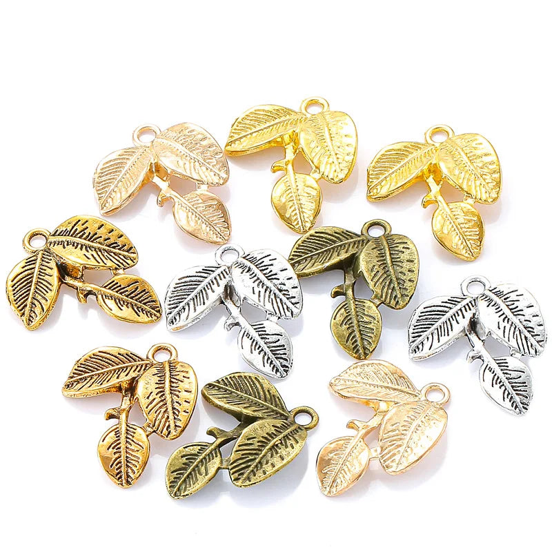 YuenZ 5 Color Alloy Metal Leaf Charms for Earring Necklace Pendants Jewelry Making DIY Handmade 24*20mm Q385