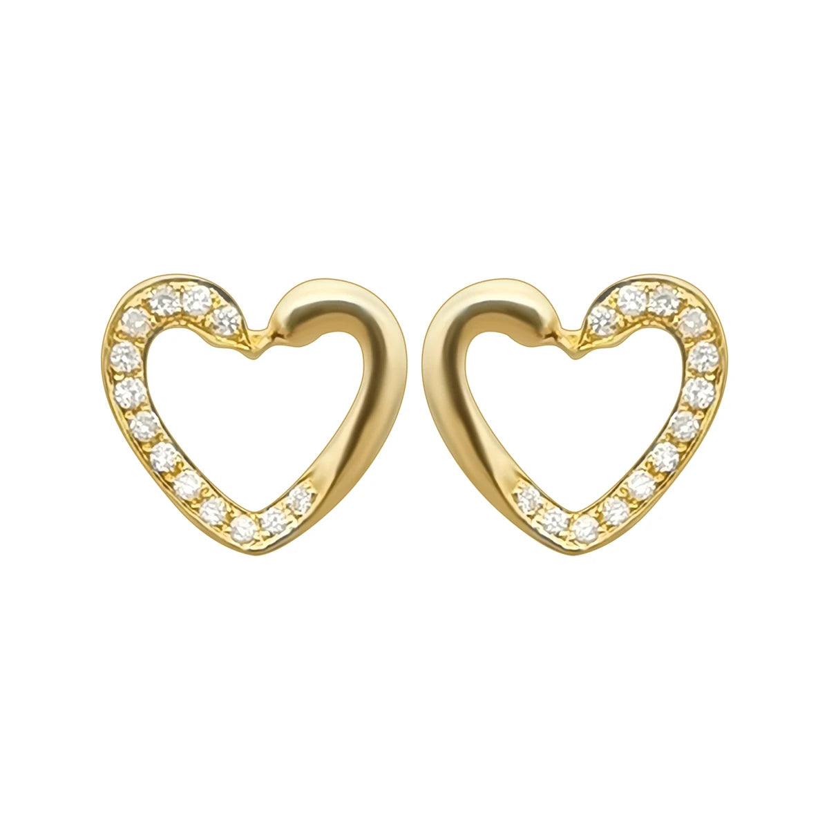 Fine Jewelry 18k Gold Earring Set Pure Gold Real Diamond Studs Heart Shape-High Quality Wedding Engagement or Gift Jewelry