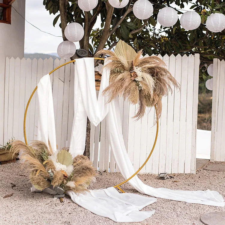 Real Natural Gold Wedding Arch Flowers Modern Classic Wedding Backdrop Decorations