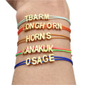 Custom Stainless Steel Mini Diy Name Charm Letter Words Handmade Adjustable Rope Cord Bracelet