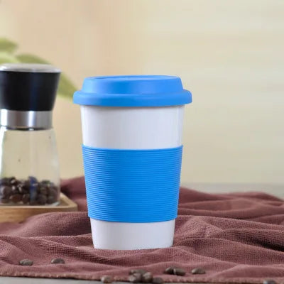 12oz Travel Coffee Cups Tumbler Mug to Go with Silicone Lid Reusable Ceramic Coffee Mug for Hot and Iced Cold Drinks
