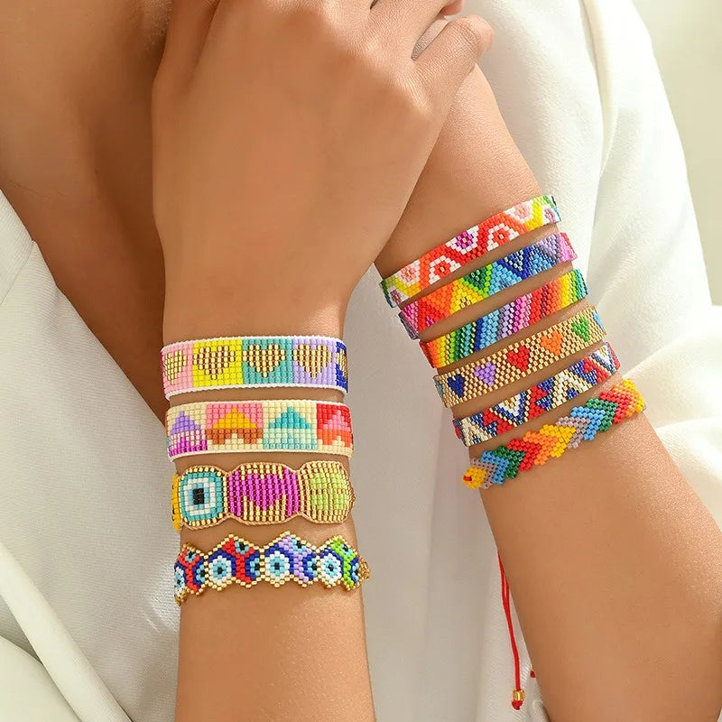 Adjustable Bohemian Style Cristal Stretch for Bracelet for Women Handmade Geometric Shape Miyuki Beaded for Bracelet Party Gift