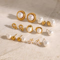 Chic Vintage Pearl Jewelry Stainless Steel Eear Studs Non Allergic 18K Gold Plated Pearl Bead Stud Earrings for Women