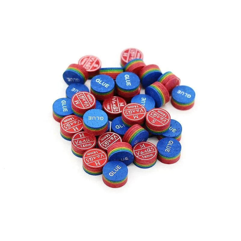 Premium Quality VanQs Rainbow Multi Layer 14mm Size Billiard Pool Snooker Cue Stick Tips
