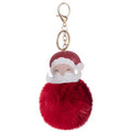 Fashion Pom Pom Cute Puffy Bunny Plush Fluffy Furball Santa Claus Keychain Pompons Fur Ball Christmas Key Chains for Girls Charm