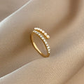 Europe and America Hot Selling Simple Adjustable 18K Gold-plated Ring Inlaid With Pearl Zircon Ring for Women's Jewelry