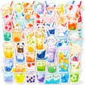 Newly 50PCS Colorful Cute Beverage Boba Tea Cartoon Drink Pearl Milk Tea Sticker