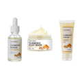 SAUVASINE Skin Care Set Turmeric Anti Aging Uneven Skin Balancing Improving Serum Vitamin c Clay Mask Face Wash Cleanser Kit