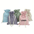 Custom Logo Foldable Linen Gift Packaging with Cotton Drawstring Bags for Christmas Personalized Tote Draw String Shoe Bag