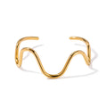 Tarnish Free 18K Gold Plated Bracelet Bangle Waterproof Irregular Line Stainless Steel Open Bracelet for Women Accesorios Mujer