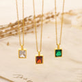 Trendy High-Grade Minimalist Titanium Steel Necklace for Women Gilt Emerald & Gold Plated Cubic Zircon for Anniversary Occasions