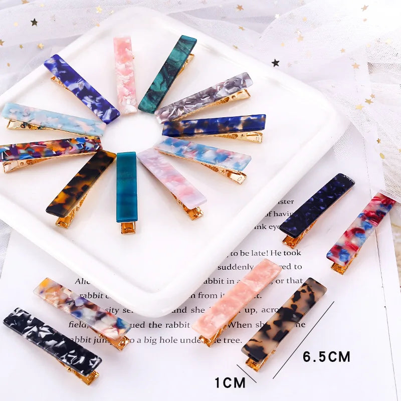 Hair Barrettes Fashion Geometric Acetate Vintage Hair Clips for Women Girls Hair Accessories Acetic Acid Resin Acrylic Elegant