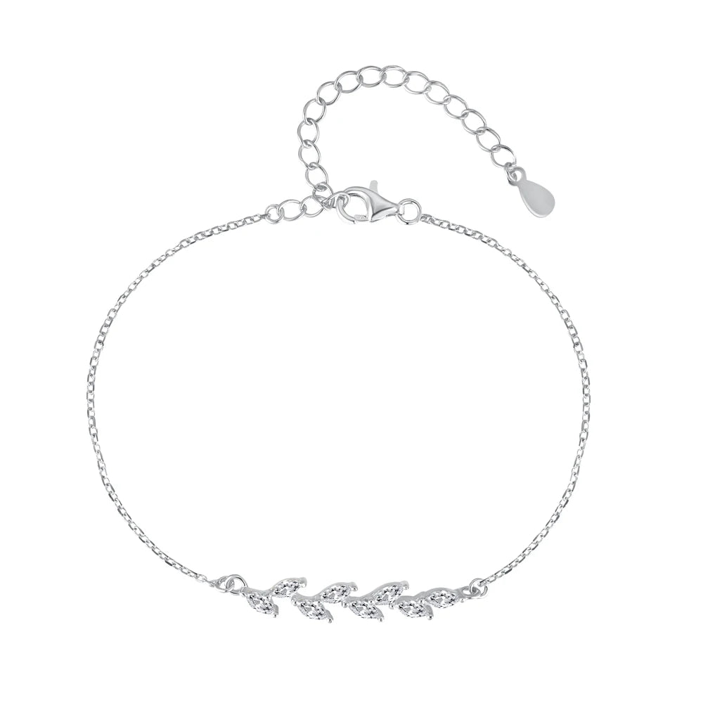 Dylam Tennis Bracelets for Women Ladies Teens Girls Leaf 5A Cubic Zirconia CZ Dainty Classic Adjustable Tennis Charm Bracelet