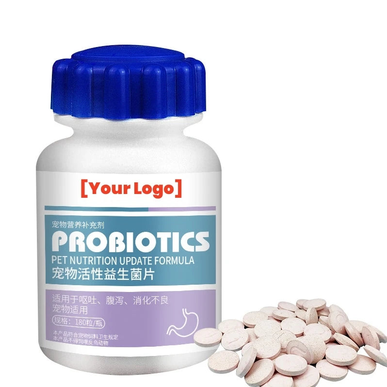 Factory Wholesale 180pcs/Bottle Pet Probiotic Tablets Pet Nutrition Supplement Product Probiotics for Cats and Dogs
