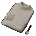 Autumn Winter Men's Pullover Sweater Plus Size High Collar Seamless Line Light Luxury Knitted Weave Breathable