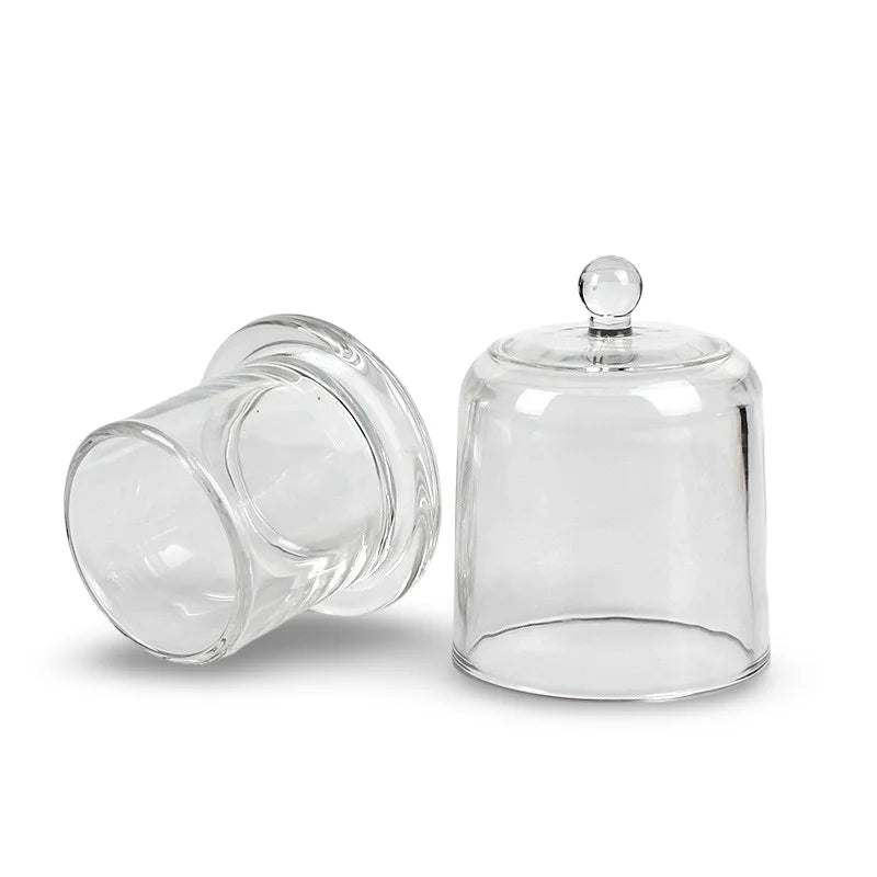 Clear Cloche Dome Cover Glass Bell Jar 120ml Decorative Candle Holder Display Case for Plants Small Desserts