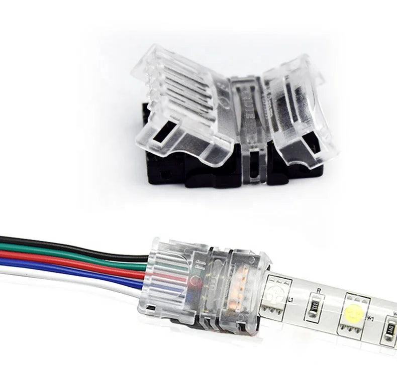 5Pin LED Connectors 12mm RGBW Strip to Wire Quick Connection Hippo Clip Connector Waterproof for 3528 5050 LED Strip Lights