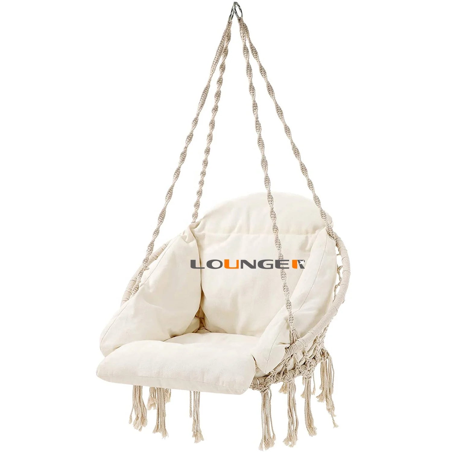 Modern Ultra Large Swing Swivel Lounge Chair Steel Frame Outdoor Furniture 350LBS Capacity Non-Waterproof Cushion Durable Metal