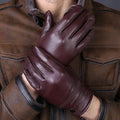 Wholesale Men's Leather Gloves Winter Warm Thickened Cycling Sheepskin Gloves Driving Genuine Leather Gloves