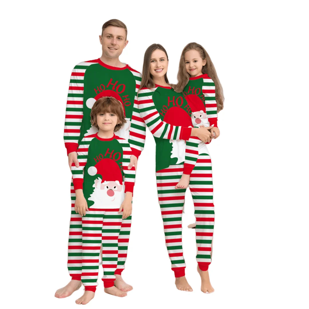 2025 Polyester Long Sleeve Kids Loungewear Women Men Home Wear Family Matching Reindeer Printed Christmas Pajamas Outfits