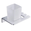 Modern Design Space Aluminum Toothbrush and Paste Dispenser Glass Cup Holder for Bathroom