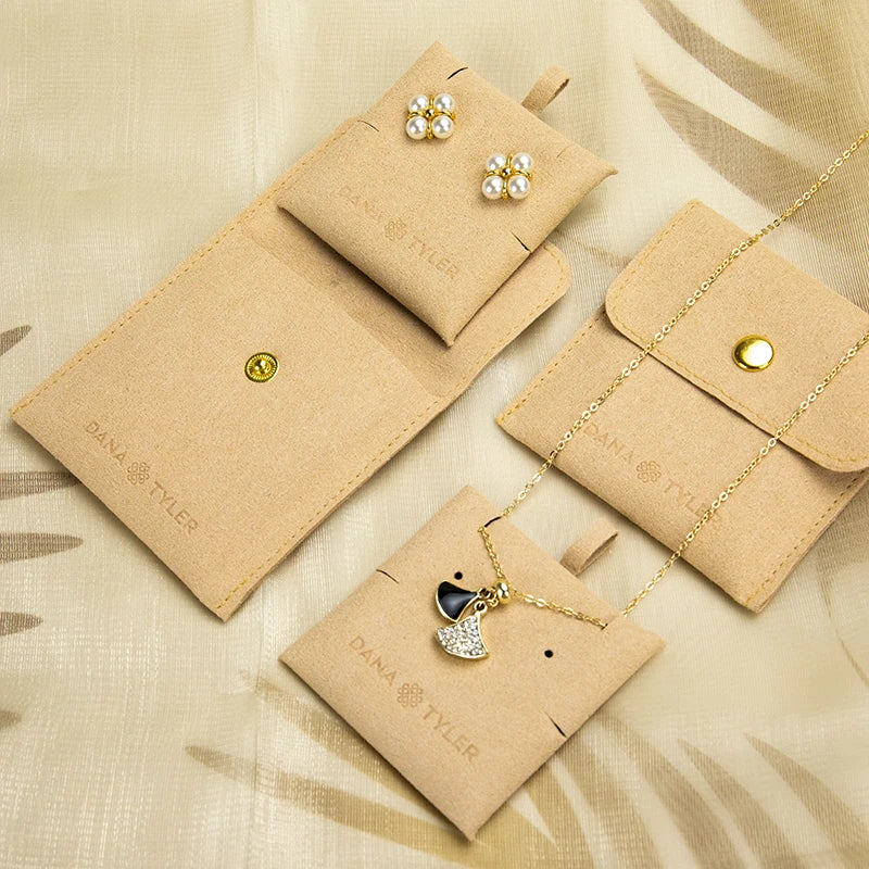 Small Earring Necklace Bracelet Ring Velvet Envelope Flap Packaging Microfiber Custom Jewelry Bag Jewelry Pouch With Logo