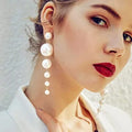 Best Sale Round Pearl Earrings Exaggerated Statement Earrings Pearl Long Earrings for Girls Women