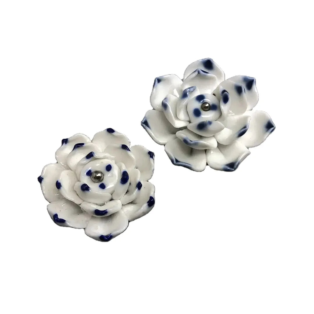 Fashion Hand-made Lotus Shape Ceramic Handle and Knobs Cabinet Drawer Handle for Room Furniture Decorative Accessories