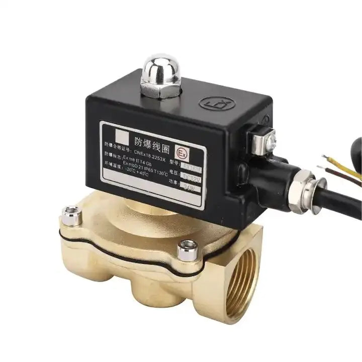 3/8'' 1/2'' 3/4'' Explosion-Proof Solenoid Valve with Brass Direct Acting Coil 220V 24V Normally Close for Water Media