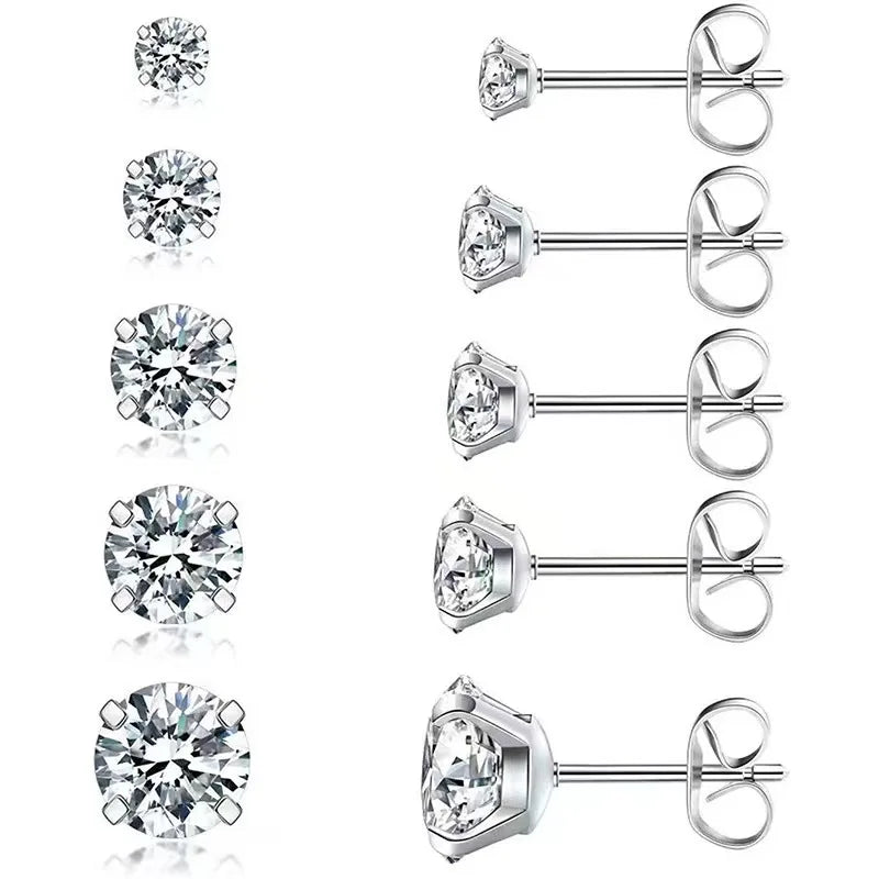 2025 Hot Selling Human Body Piercing Bone Nails Earrings Zircon Four Claws Waterproof Stainless Steel Earring Gifts for Women