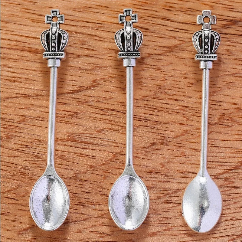 5 Colors Tableware Pendant Spoon Fork Dining Knife Charms DIY Jewelry Findings Pendants for Necklace Jewelry Making 60*7mm J491