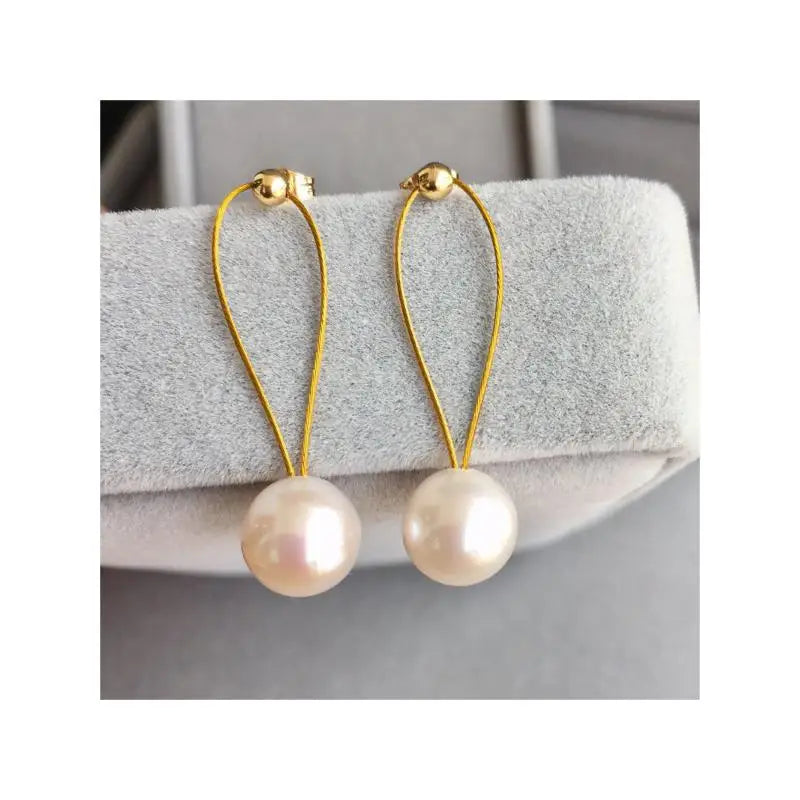GP Handmade Pearl Hoop Earrings 14k Gold Filled Pearl Circle Posts Earring Jewellery for Permanent Jewelry Chains Findings