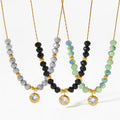 Wholesale Baroque Crystal Necklace Jewelry Stainless Steel Bead Gold Plated Round Pendant Necklace for Women