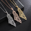 G2475 Wholesale Collar De Acero Inoxidable Stainless Steel Hollow Israel Palestine Map Pendant Fashion Jewelry Necklaces