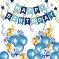 Birthday Balloons Helium Decoration Happy Birthday Paper Banner Bunting Swirls Star Garland for Birthday Party Balloon Globos