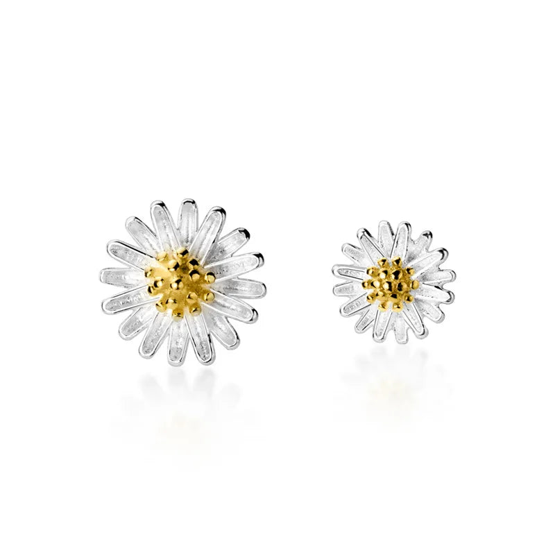 925 Sterling Silver Small White Daisy Flower Shape Earings Cute Ear Studs Earrings Fine Jewelry for Women Girls