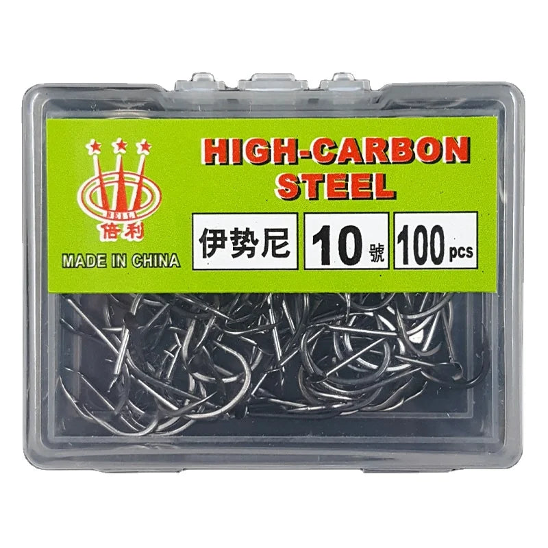 Fish Hook High Carbon Steel Fishhook Have Barbs 100pcs/box   Good for Fishing  Crucian Carp Grass Carp Carp Silver and Bighead